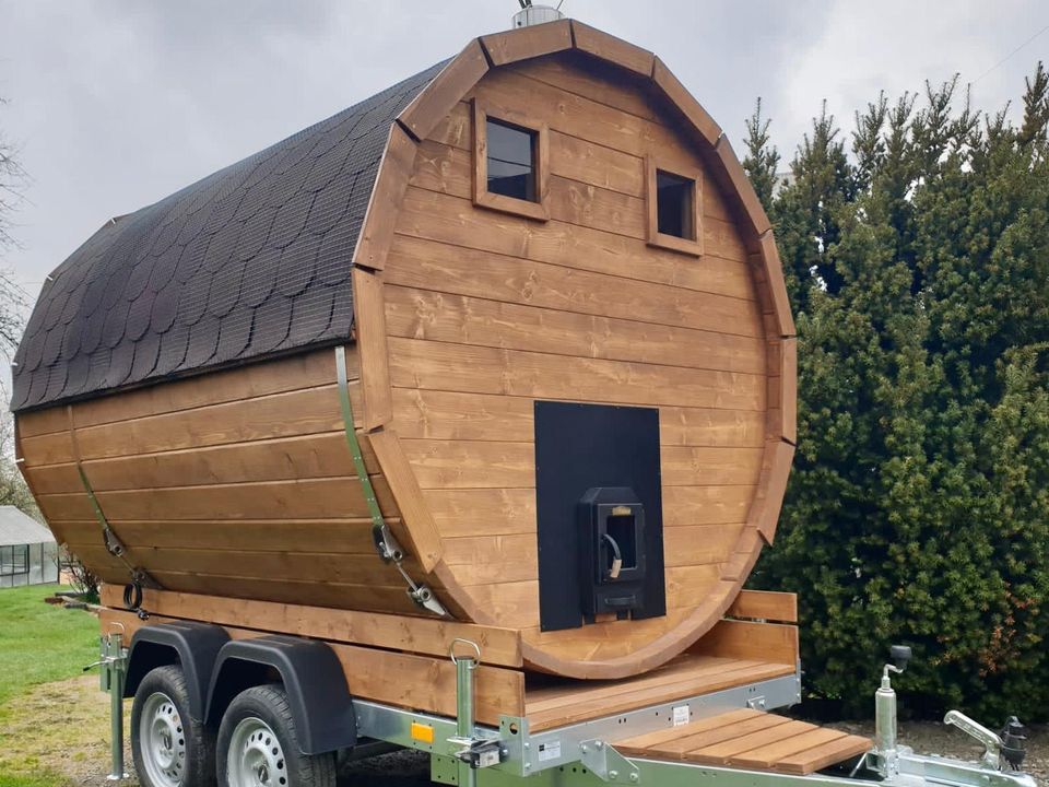 Sauna mobilna na przyczepie dwuosiowej